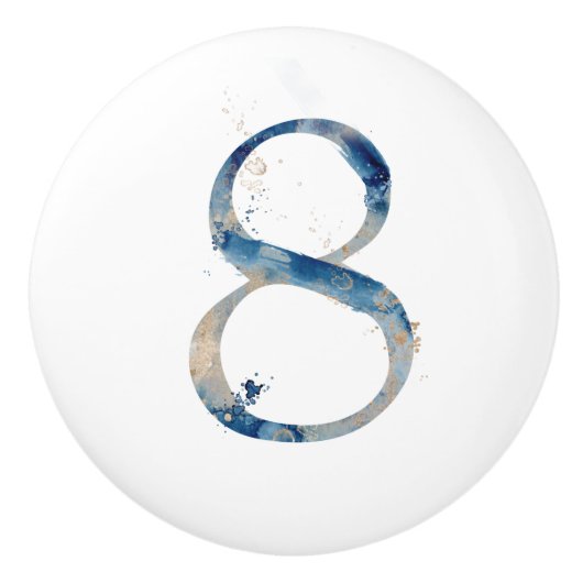 Kustblauwe bruine waterverf Nr. 8 Keramische Knop (Voorkant)