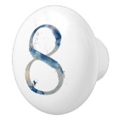 Kustblauwe bruine waterverf Nr. 8 Keramische Knop (Rechts)