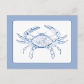 Kustblauwe en witte krab briefkaart (Voorkant)