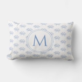 Kustblauwe en witte krabben Monogram Kussen