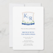 Kustblauwe en witte Passen getrouwd Brunch Kaart (Voorkant)