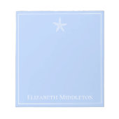 Kustblauwe en witte zeester gepersonaliseerd notitieblok (Voorkant)
