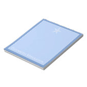 Kustblauwe en witte zeester gepersonaliseerd notitieblok (Linkerzijde)