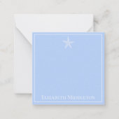 Kustblauwe en witte zeester gepersonaliseerd notitiekaartje (Voorkant)