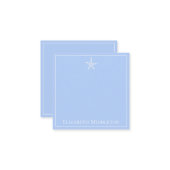 Kustblauwe en witte zeester gepersonaliseerd notitiekaartje (Voorkant / Achterkant in situ)