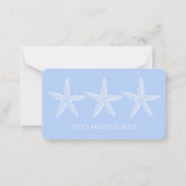 Kustblauwe en witte zeester gepersonaliseerd notitiekaartje (Voorkant)