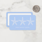 Kustblauwe en witte zeester gepersonaliseerd notitiekaartje (Voorkant / Achterkant in situ)