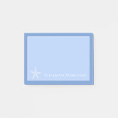 Kustblauwe en witte zeester gepersonaliseerd post-it® notes (Voorkant)