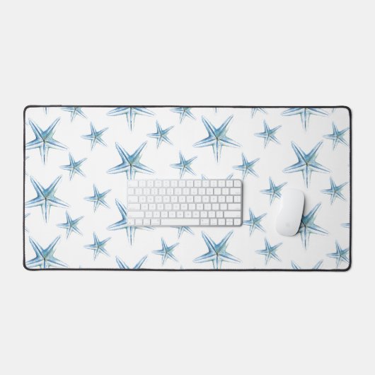 Kustblauwe en witte zeester Leuk Bureaumat (Keyboard & Muis)