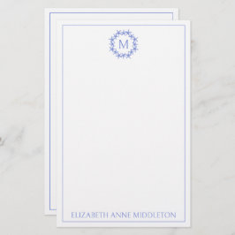 Kustblauwe en witte zeesterkrans Monogram Briefpapier
