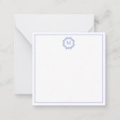 Kustblauwe en witte zeesterkrans Monogram Notitiekaartje (Voorkant)