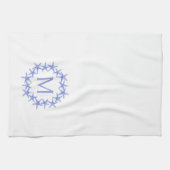 Kustblauwe en witte zeesterkrans Monogram Theedoek (Horizontaal)
