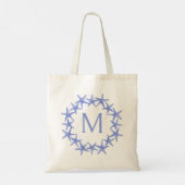 Kustblauwe en witte zeesterkrans Monogram Tote Bag (Achterkant)