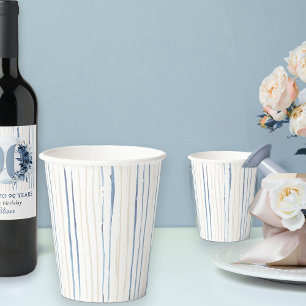 Kustblauwe en zand penseelstreek Gestreept Papieren Bekers