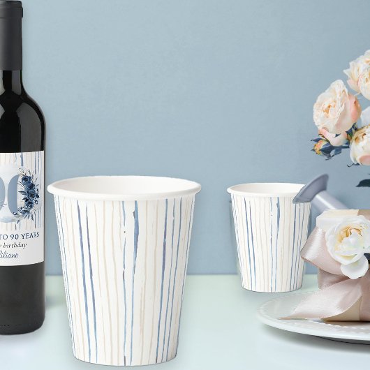 Kustblauwe en zand penseelstreek Gestreept Papieren Bekers