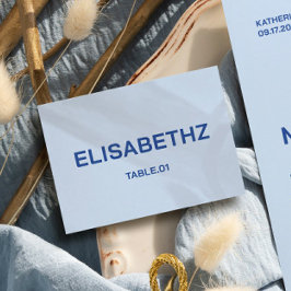 Kustblauwe Huwelijksplaats Naamkaart DIY Kaart