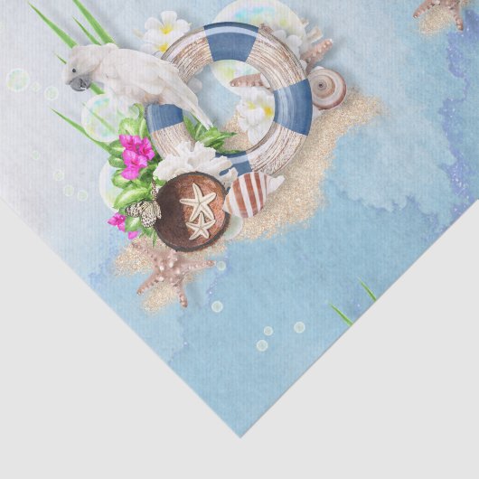 Kustblauwe katoenbloem tissuepapier (Detail)