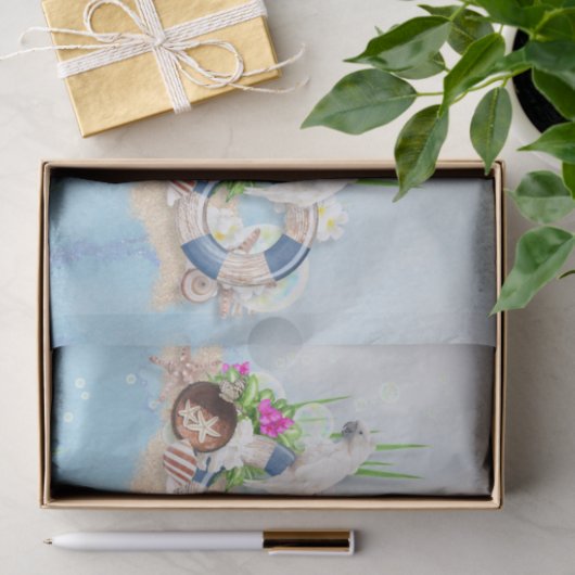 Kustblauwe katoenbloem tissuepapier (Geschenk)