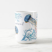 Kustblauwe kieuwvis en Waterverf van Zee koraal Koffiemok (Center)