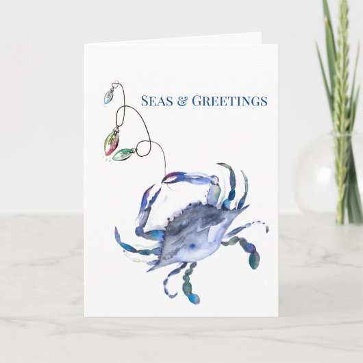 Kustblauwe krab Waterverf kerstmis Kaart (Voorkant)