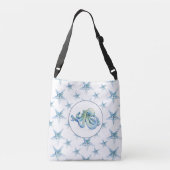 Kustblauwe octopus en Waterverf van Starfish Crossbody Tas (Achterkant)