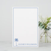 Kustblauwe palm palm boom gepersonaliseerd briefpapier (Staand voorkant)