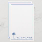 Kustblauwe palm palm boom gepersonaliseerd briefpapier (Voorkant / Achterkant)