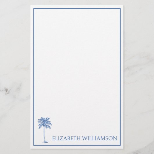 Kustblauwe palm palm boom gepersonaliseerd briefpapier (Voorkant)