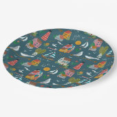 Kustblauwe patroonjongen baby shower party papieren bordje (Gekanteld)