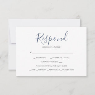 Kustblauwe reactie RSVP-kaarten RSVP Kaartje