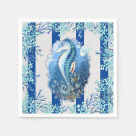 Kustblauwe Seahorse papieren servetten