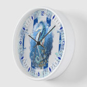 Kustblauwe Seahorse wandklok (Hoek)