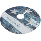Kustblauwe Starfish Familie, speciaal gepersonalis Kerstboom Rok (Gekanteld)