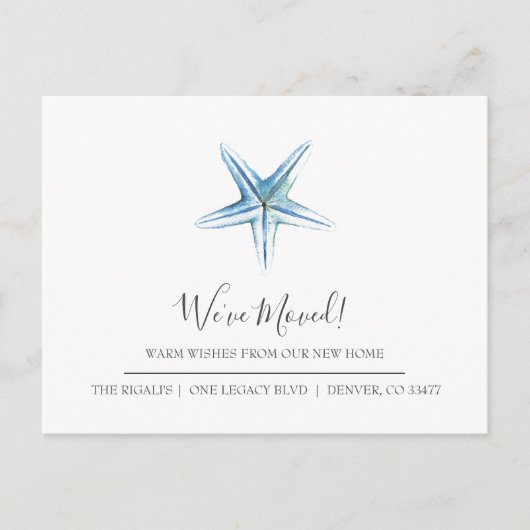 Kustblauwe Starfish Nieuwe mededeling voor thuisbe Briefkaart (Voorkant)