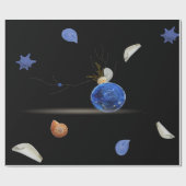 Kustblauwe vibes zwarte zeeschol unieke artsartike cadeaupapier (Vlak)