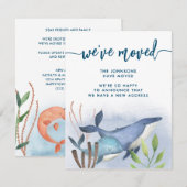 Kustblauwe walvis Nieuw adres Beweging Aankondiging (Voorkant / Achterkant)