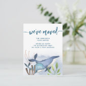 Kustblauwe walvis Nieuw adres Beweging Aankondigingskaart (Staand voorkant)