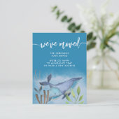 Kustblauwe walvis Nieuw adres Beweging Aankondigingskaart (Staand voorkant)