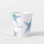 Kustblauwe Waterverf Latte Mok (Voorkant)