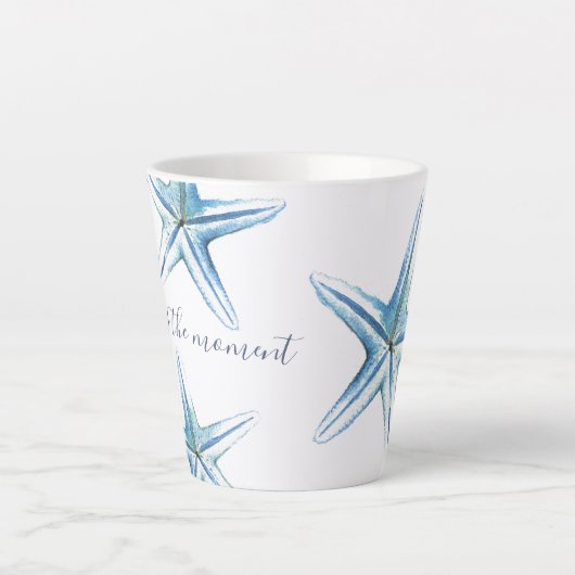 Kustblauwe Waterverf Latte Mok (Voorkant)