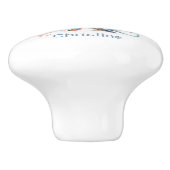 Kustblauwe waterverf Octopus, aangepaste naam Keramische Knop (Zijkant)