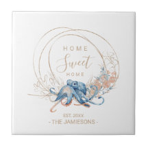 Kustblauwe waterverf Octopus, aangepaste naam