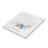 Kustblauwe waterverf Octopus, aangepaste naam Tegeltje (Zijkant)