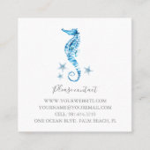 Kustblauwe Waterverf Seahorse Starfish Aangepast Vierkante Visitekaartje (Voorkant)