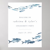 Kustblauwe Waterverf vis evenement welkomstbord Poster (Voorkant)