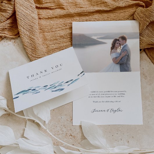 Kustblauwe Waterverf Vissen Weddenschap of Verlovi Bedankkaart