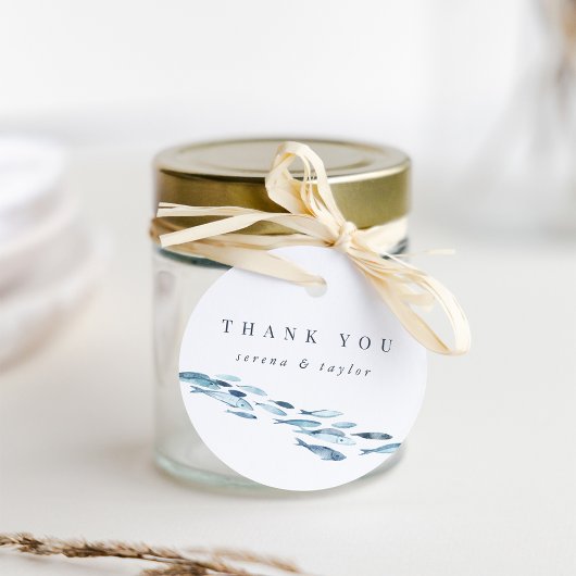 Kustblauwe Waterverf visweddenschap Bedankjes Labels