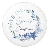 Kustblauwe waterverf voor thuisgebruik, aangepaste keramische knop (Voorkant)