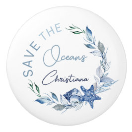 Kustblauwe waterverf voor thuisgebruik, aangepaste keramische knop