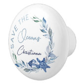 Kustblauwe waterverf voor thuisgebruik, aangepaste keramische knop (Rechts)